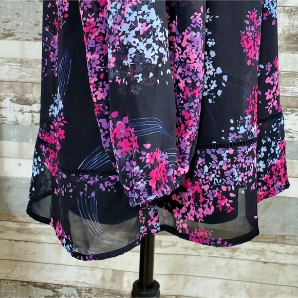 Lane Bryant Womens Plus Floral Square Neck Lined Blouse Purple Pink Size 14 NWT - Picture 4 of 8